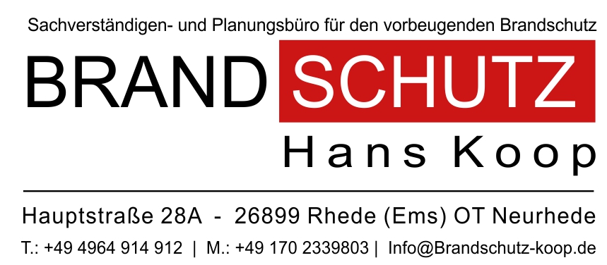 BRandschutz vom geprüften Fachplaner Hans Koop im Emsland und Norddeutschland